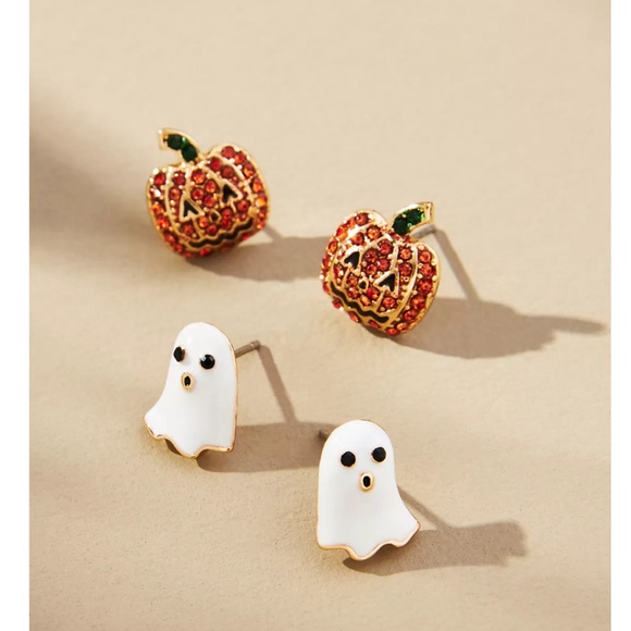 Anthropologie Jewelry - NEW Anthropologie Baublebar Ghost & Pumpkin Stud Earrings